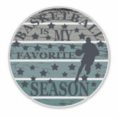 バスケットボールは私のお気に入りのシーズンヴィンテージスタイル シール (正面)