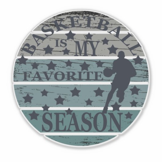 バスケットボールは私のお気に入りのシーズンヴィンテージスタイル シール (正面)