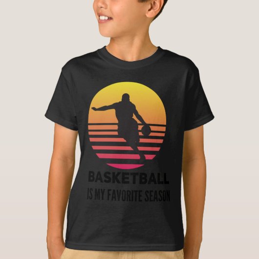 バスケットボールは私のお気に入りの日没のドリブル Tシャツ (正面)
