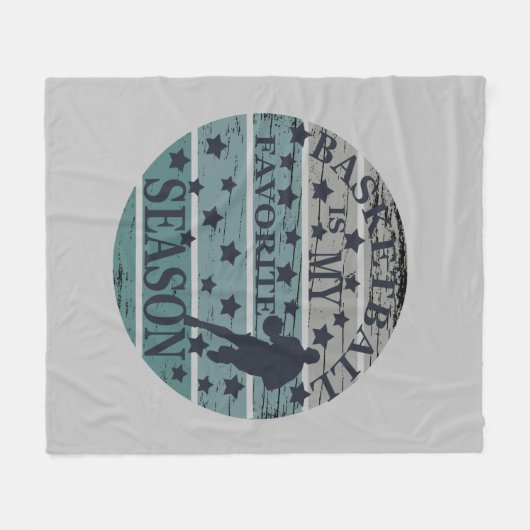 バスケットボールは私のシーズお気に入りのンヴィンテージレトロ フリースブランケット (正面(横))