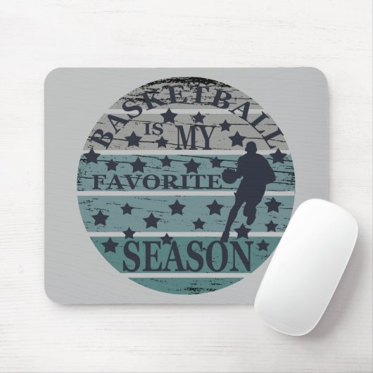 バスケットボールは私のシーズンお気に入りのレトロサンセット マウスパッド (マウス)
