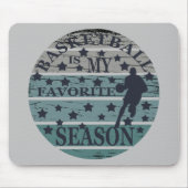 バスケットボールは私のシーズンお気に入りのレトロサンセット マウスパッド (正面)