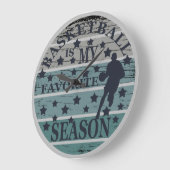 バスケットボールは私のシーズンお気に入りのレトロサンセット ラージ壁時計 (傾斜)