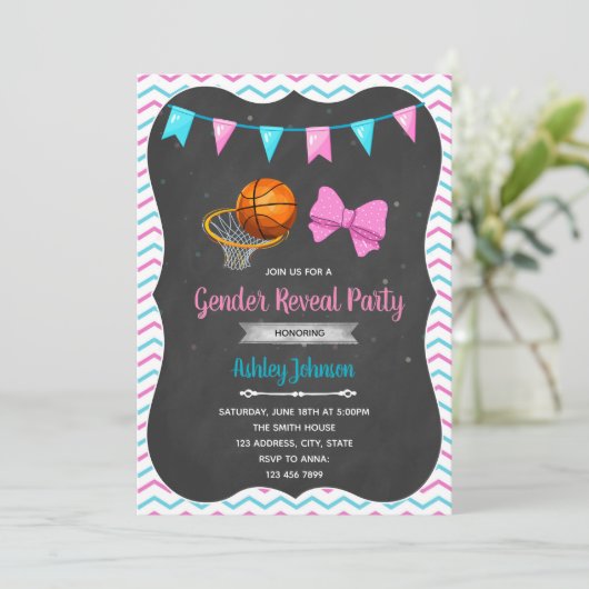 バスケットボールまたはボウズの性別による招待の表示 招待状 (スタンド正面)