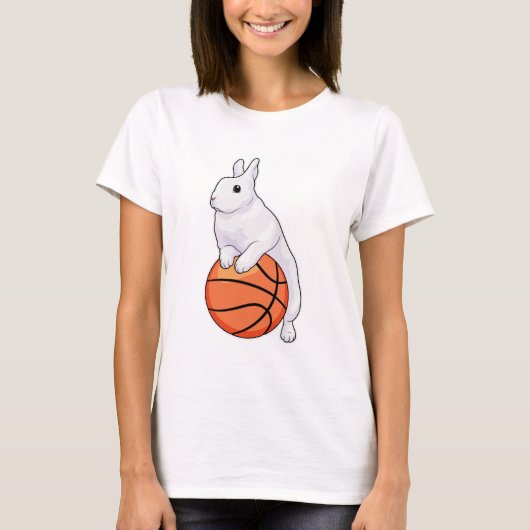 バスケットボールをするウサギ Tシャツ (正面)