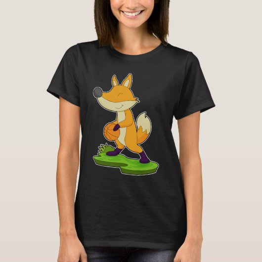 バスケットボールをするキツネ Tシャツ (正面)