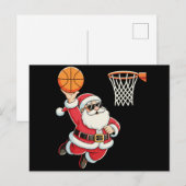 バスケットボールをダンクするサンタクロース クリスマス (正面/裏面)