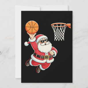 バスケットボールをダンクするサンタクロース クリスマス 招待状