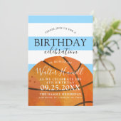 バスケットボールをテーマにしたバースデーパーティーティール(緑がかった色)招待状 招待状 (スタンド正面)