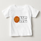 バスケットボールをテーマにしたONE 1歳の誕生日 ベビーTシャツ (正面)