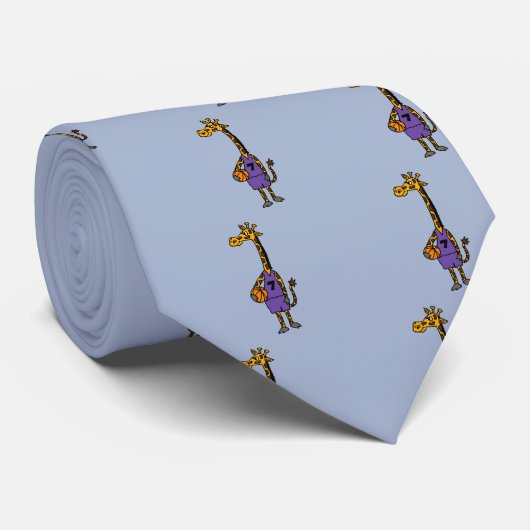 バスケットボールを保持しているおもしろいなキリン ネクタイ (ロール)
