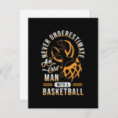 バスケットボールを持つ老人の力 サンキューカード (正面/裏面)