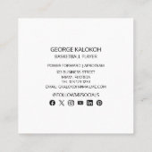 バスケットボールアスリートパーソナルトレーナーコーチ スクエア名刺 (裏面)