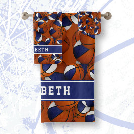 バスケットボールアスリート名スポーツチームカラーズブルー バスタオルセット