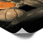 バスケットボールアニマルアートバスケットボールオーバースケッチキャップ ポスター (角)