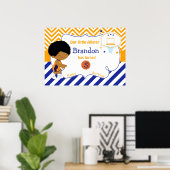 バスケットボールアフリカンアメリカン・ボーイ誕生日 ポスター (ホームオフィス)