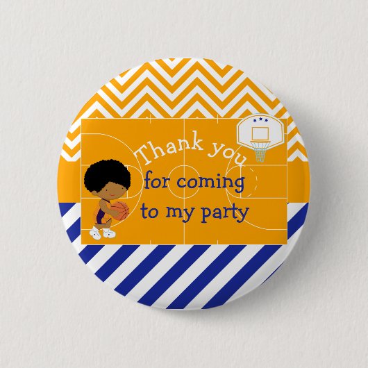 バスケットボールアフリカ系アメリカ人「来ありがとう」 缶バッジ (正面)