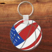 バスケットボールアメリカ国旗の愛国心 キーホルダー (正面)