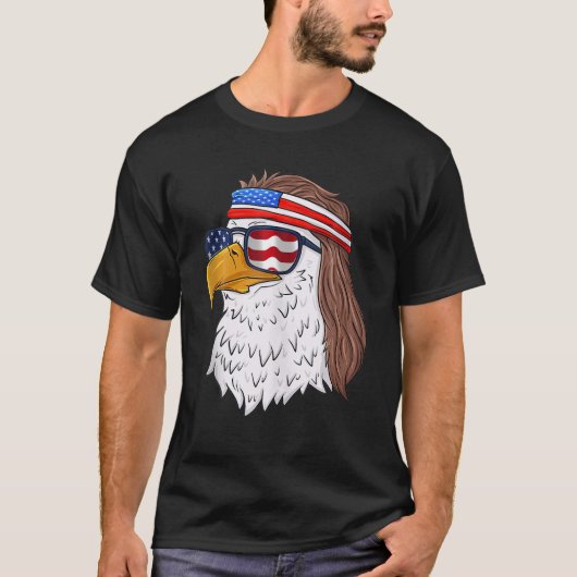 バスケットボールアメリカ国旗スカルサングラス愛国心 Tシャツ (正面)