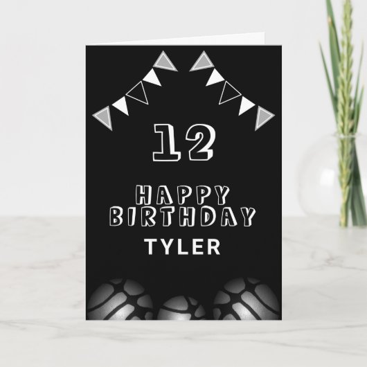 バスケットボールアンドフラッグススポーツ子供の誕生日 カード (正面)