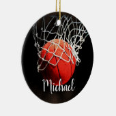 バスケットボールアートワークあなたの名前カスタム セラミックオーナメント (右)