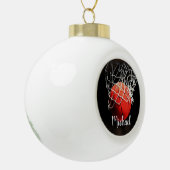 バスケットボールアートワークあなたの名前カスタム セラミックボールオーナメント (左)