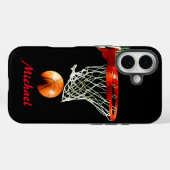 バスケットボールアートワークお名前白黒赤 Case-Mate iPhoneケース (裏面 (横))