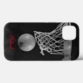 バスケットボールアートワークお名前白黒赤 Case-Mate iPhoneケース (裏面 (横))