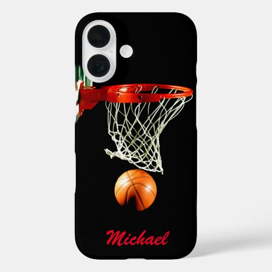 バスケットボールアートワークお名前白黒赤 Case-Mate iPhoneケース (裏面)