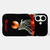 バスケットボールアートワークお名前白黒赤 Case-Mate iPhoneケース (裏面 (横))