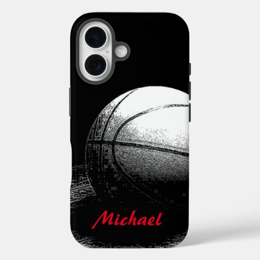 バスケットボールアートワークお名前白黒赤 Case-Mate iPhoneケース (裏面)