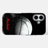 バスケットボールアートワークお名前白黒赤 Case-Mate iPhoneケース (裏面 (横))
