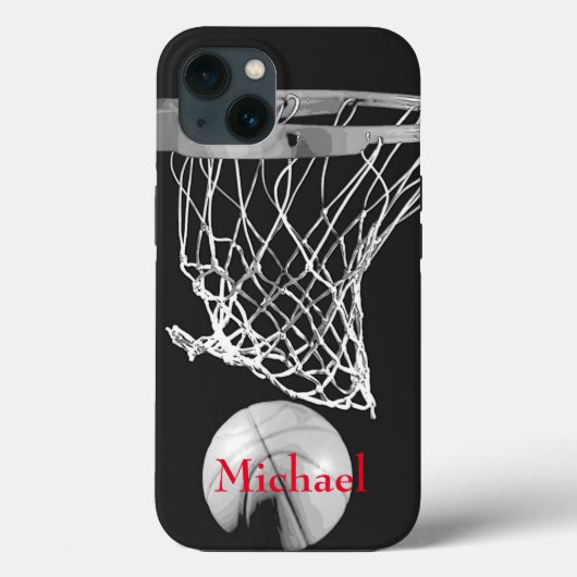 バスケットボールアートワークお名前白黒赤 Case-Mate iPhoneケース (裏面)