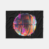 バスケットボールアートワークスケッチバスケットボールフープボールP フリースブランケット (正面(横))