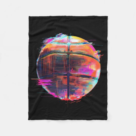 バスケットボールアートワークスケッチバスケットボールフープボールP フリースブランケット (正面)