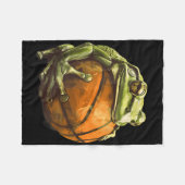 バスケットボールアートワークスケッチフロッグバスケットボールフープBb フリースブランケット (正面(横))