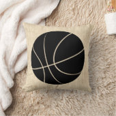 バスケットボールアートヴィンテージベージュスクリプト紙スタイル クッション (ブランケット)