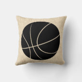 バスケットボールアートヴィンテージベージュスクリプト紙スタイル クッション (裏面)