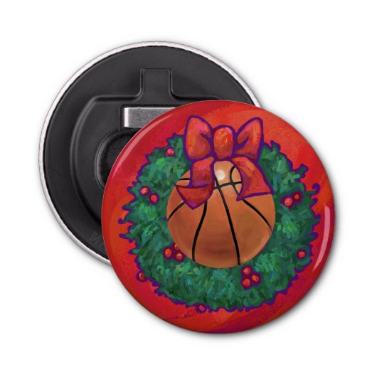 バスケットボールインサイドクリスマスリース 栓抜き (正面)