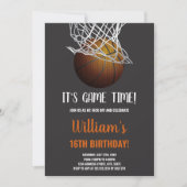 バスケットボールインフープ誕生日招待状 招待状 (正面)