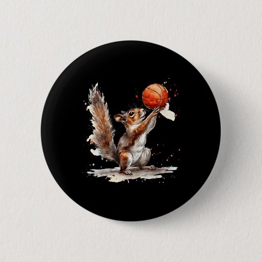 バスケットボールウォーターカラーリスBasketball Lover Bb 缶バッジ (正面)
