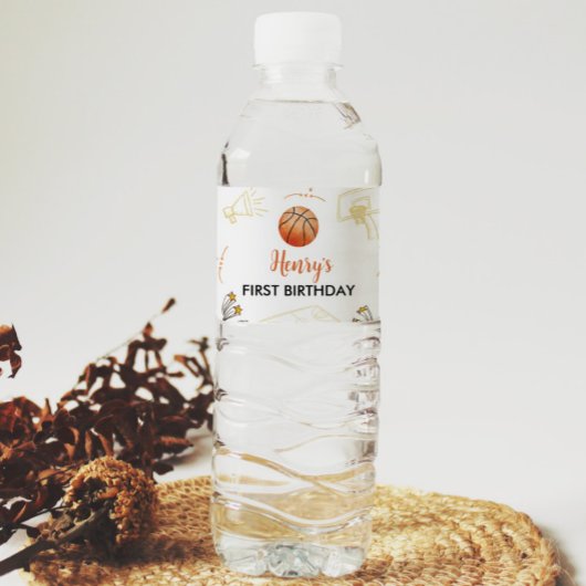 バスケットボールウォーターボトルラベル誕生日ベビーシャワー ペットボトルラベル