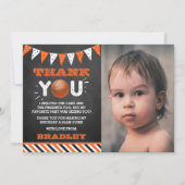 バスケットボールエイジ誕生日写真 サンキューカード (正面)