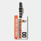 バスケットボールオレンジとブラックのパーソナライズ ラゲッジタグ (正面縦)