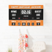 バスケットボールオレンジブラックスコアボードハッピーバースデー 横断幕 (インサイチュ)