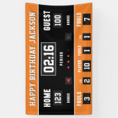 バスケットボールオレンジブラックスコアボードハッピーバースデー 横断幕 (縦)