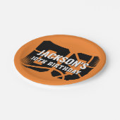 バスケットボールオレンジブラックバースデーパーティー ペーパープレート (アングル)