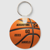 バスケットボールオレンジレザーキーチェーン(名前) キーホルダー (正面)