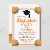 バスケットボールオレンジ&ブラック卒業パーティー インビテーションポストカード (正面/裏面)