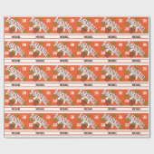 バスケットボールオンオレンジ&ホワイトストライプラッピング紙 ラッピングペーパー (フラット)